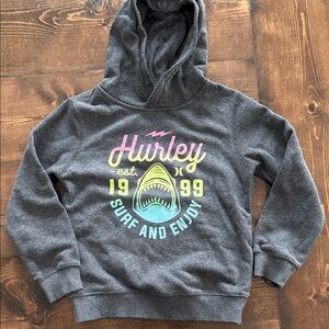 Hurley Kids Charcoal Hoodie with Colorful Shark Design